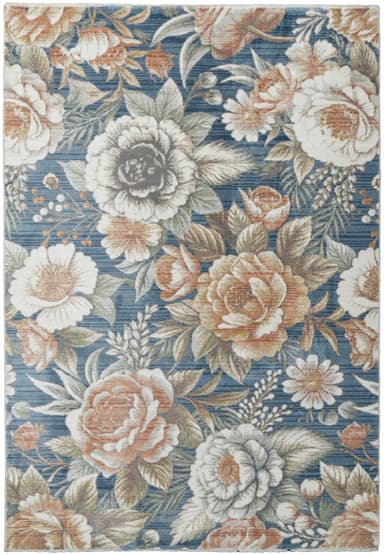 Botanica area rug in Navy/Beige/Coral