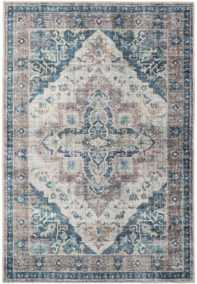 Elise area rug in Wine/Navy/Tan